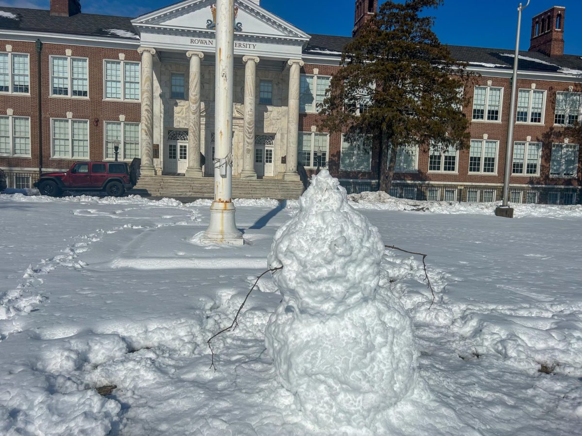 A melting snowman constructed on Bunce Green during the height of the snowstorm. Wednesday, Feb. 25, 2026. Glassboro, N.J. (News & Photography Editor / Christopher Otto)