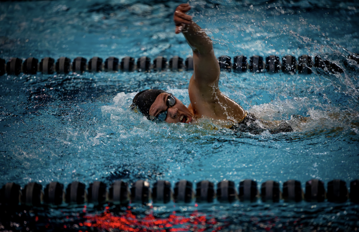 Kaitlyn Crouthamel swims the freestyle. Crouthamel finished first in the 500 free. Union, N.J. Friday, Jan. 30, 2026. (Sports Photographer / Shelby Kauffman)