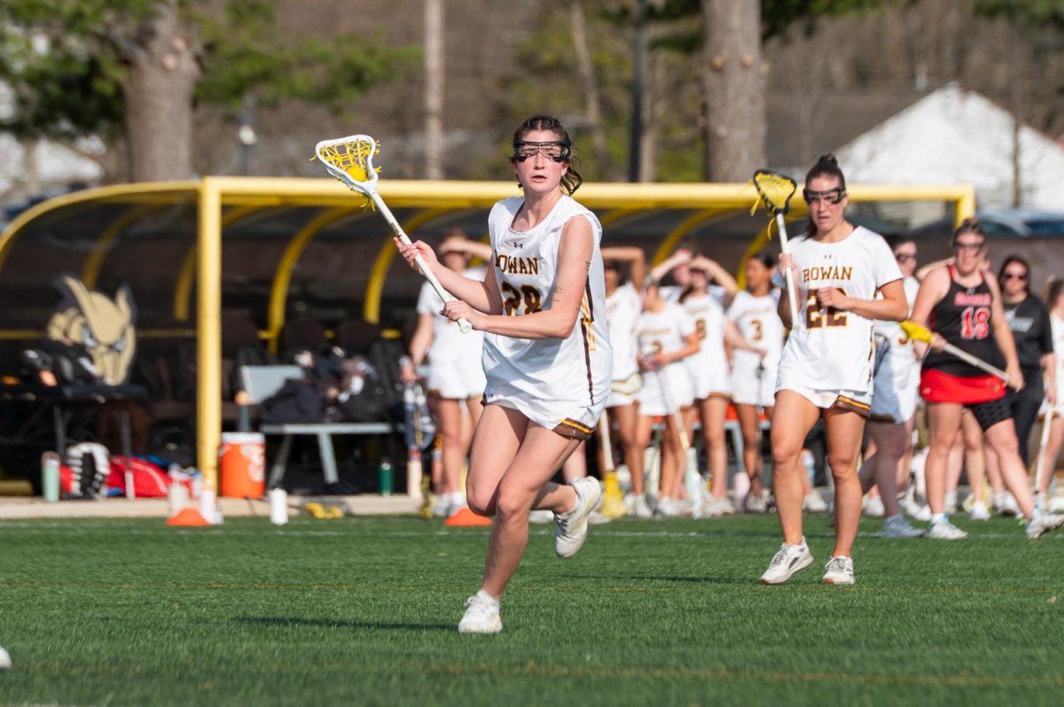 Madison Rothwein cradles the ball. Rothwein scored 5 goals against Catholic. Glassboro, N.J. Tuesday, March 31, 2026. (Sports Photographer / Trevor Miceli)