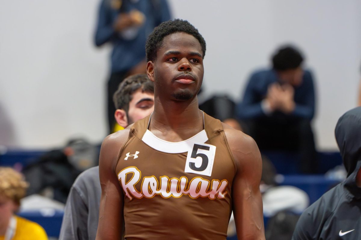 Rajahn Dixon before a race. Dixon was one of four members of the 4x400 relay team to achieve a new best time in Division III at the AARTFC Championships. (Sports Photographer / Trevor Miceli)