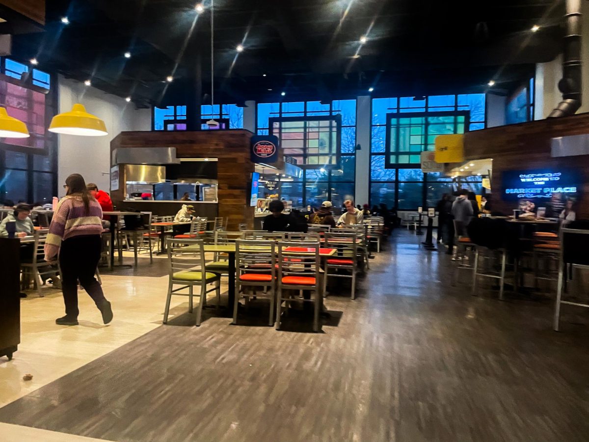 The dining hall located in the Chamberlain Student Center. Wednesday, March 4, 2026. Glassboro, N.J. (Graphics Editor / Alex Cruz)