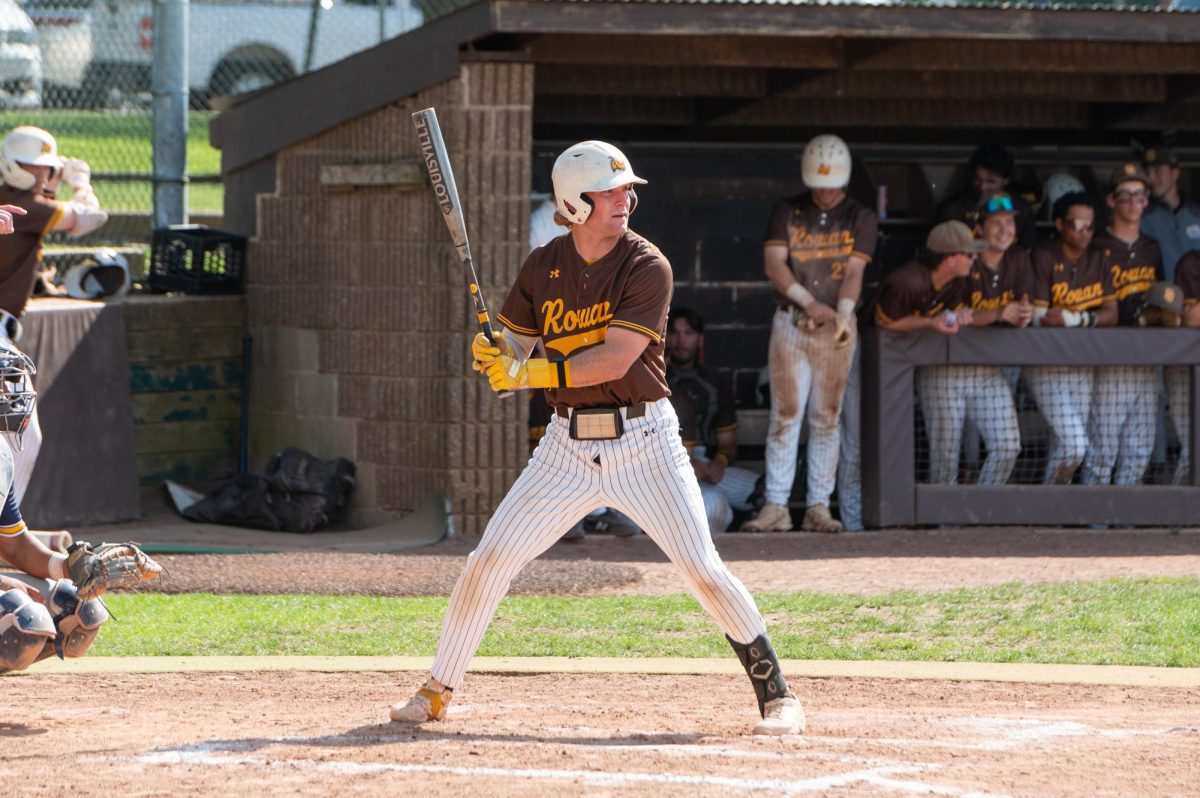 Brayden Davis up to bat. Davis hit a two run home run in Game 1 against Kean. (Sports Photographer / Trevor Miceli)