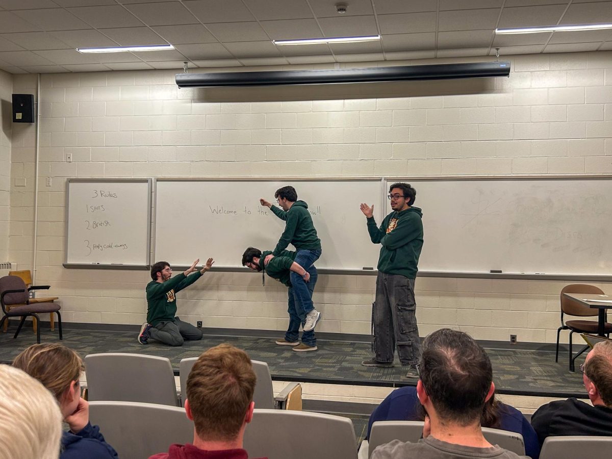 The Improfs play their "Slideshow" improv game. Thursday, April 9, 2026. Glassboro, N.J. (News & Photography Editor / Christopher Otto)