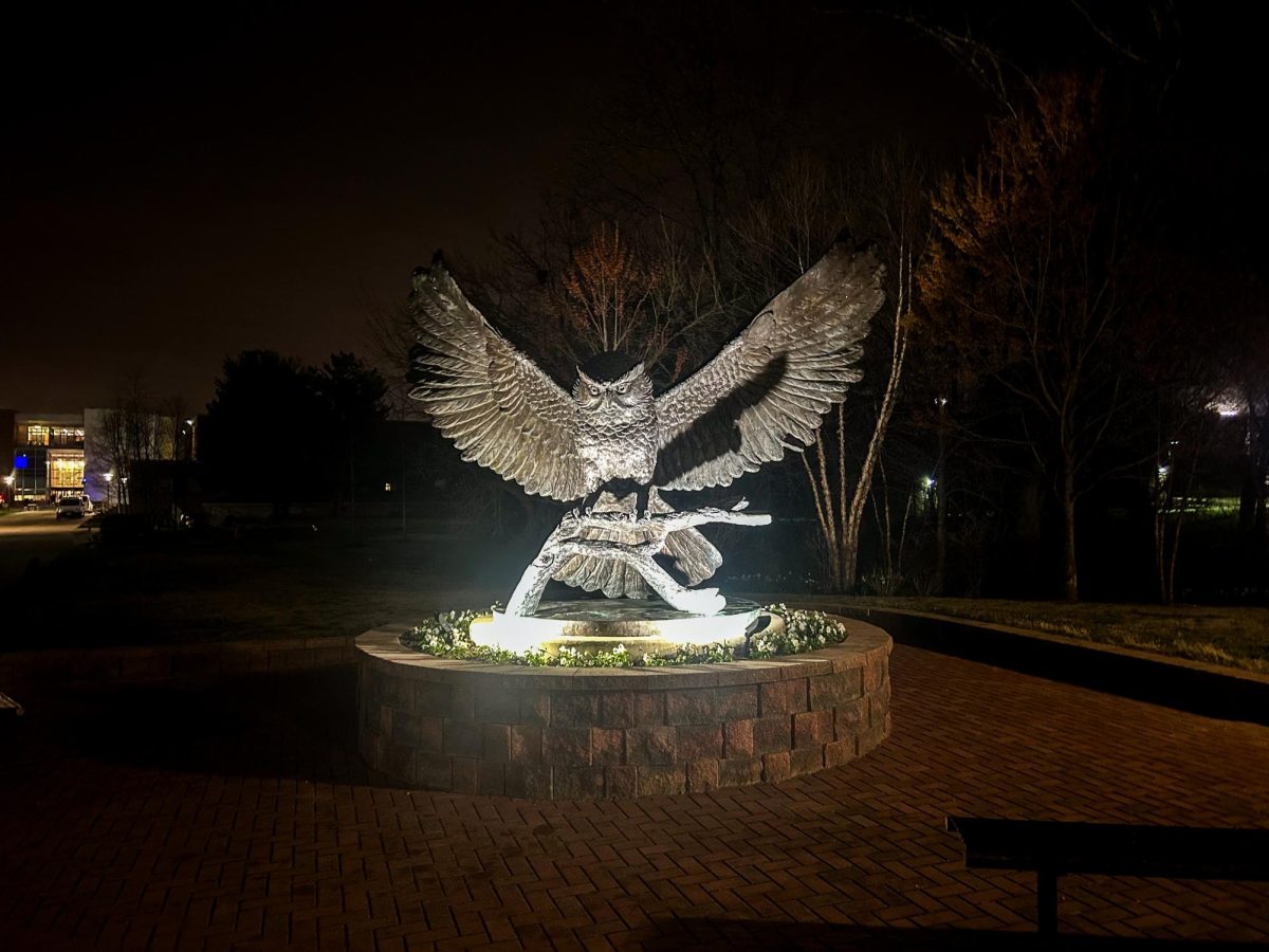 The Owl Statue, located behind Savitz Hall and Science Hall. Wednesday, April 2, 2025. Glassboro, N.J. (News & Photography Editor / Christopher Otto)
