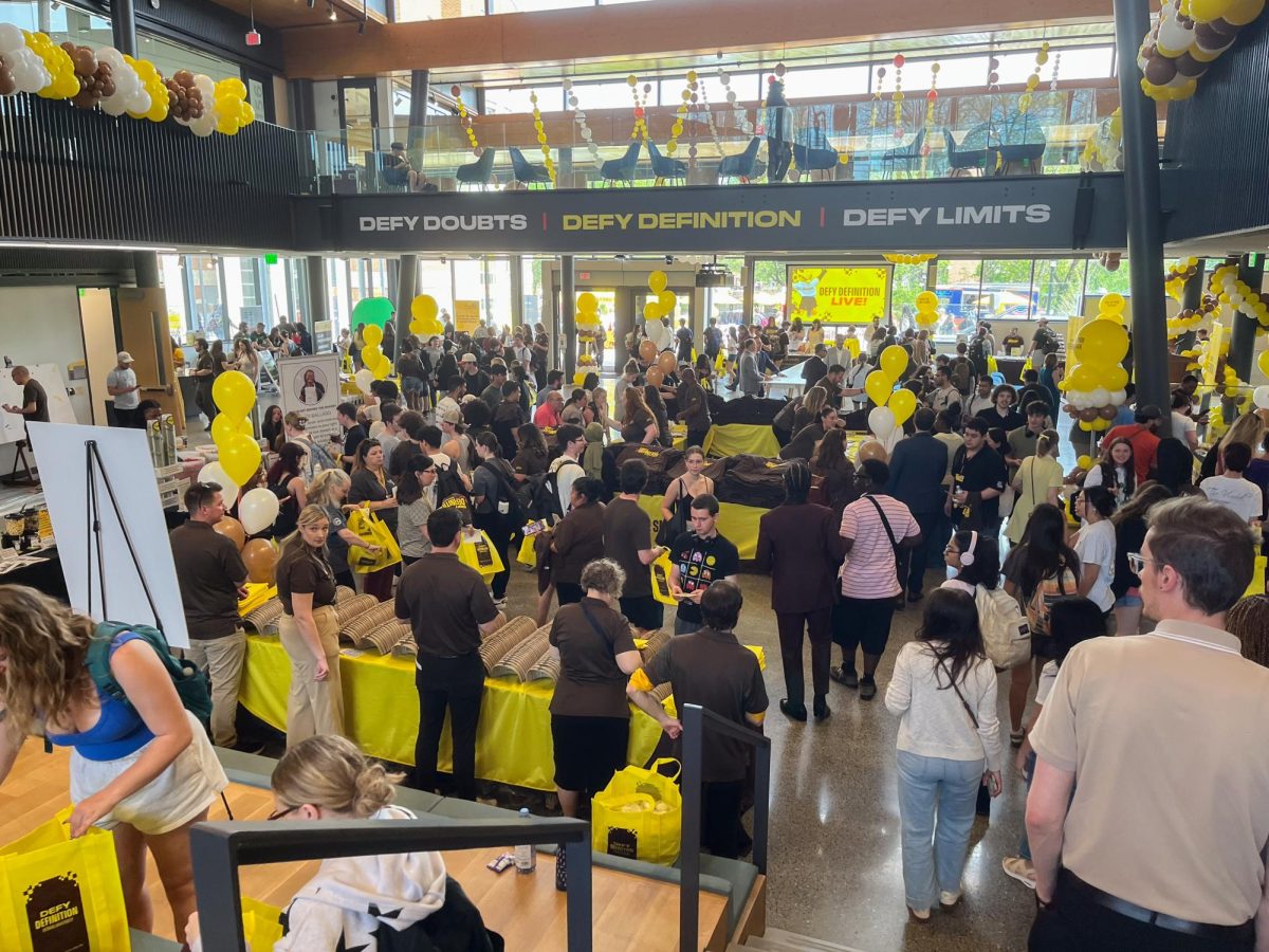 Rowan students and faculty fill the Chamberlain Student Center Expansion. Wednesday, April 15, 2026. Glassboro, N.J. (Staff Writer / Joseph Weigle)