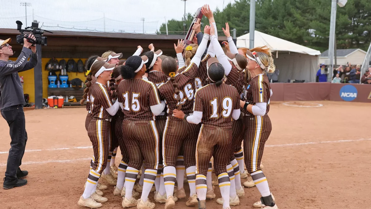 The Profs hoist their Super Regionals trophy. Glassboro, N.J. Friday, May 22, 2026. (Chris Taylor)