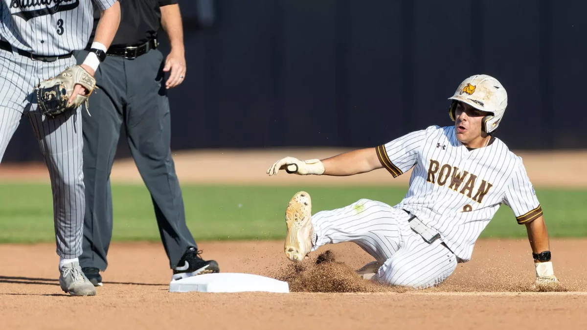 Damon Suriani slides into second base. Eastlake, Ohio. Friday, May 29, 2026. (Stockton Photo, Inc.)