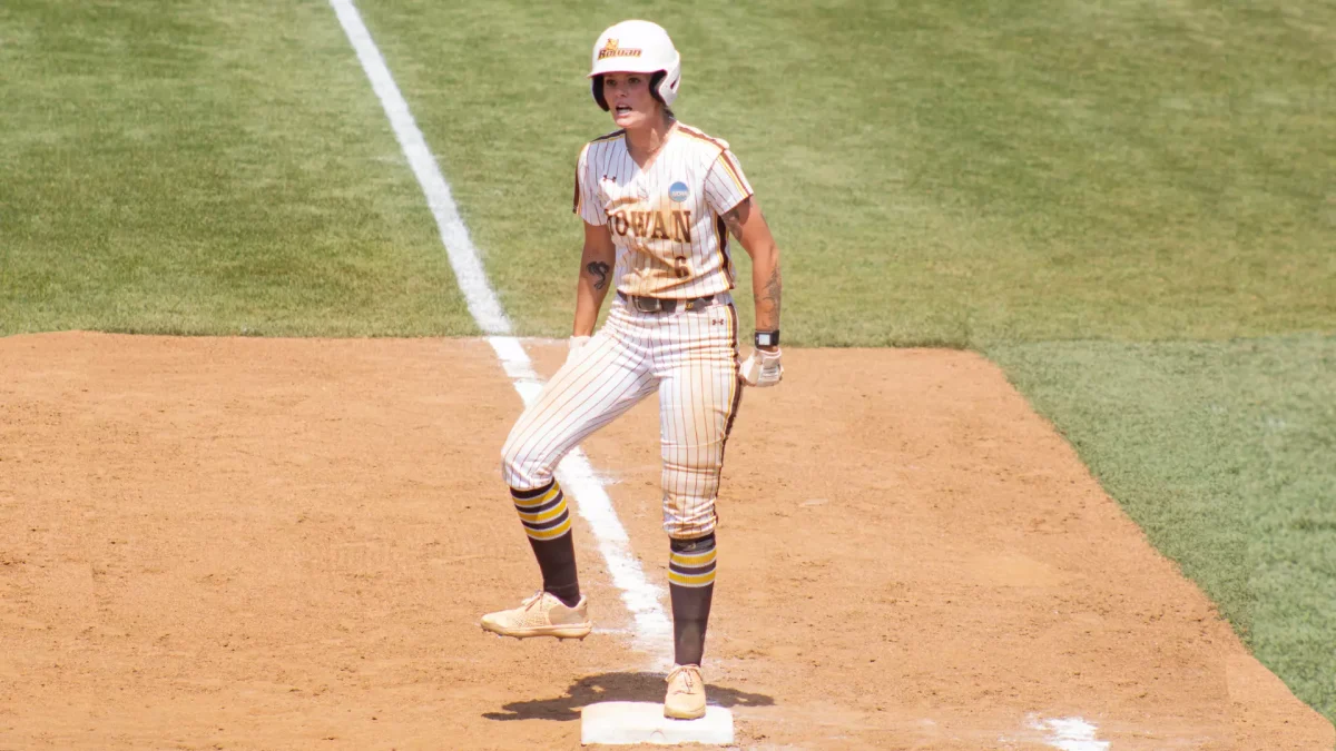 Abigail Pawlowski on first base. Salem, Va. Saturday, May 30, 2026. (Photography Editor / Melanie Barahona)