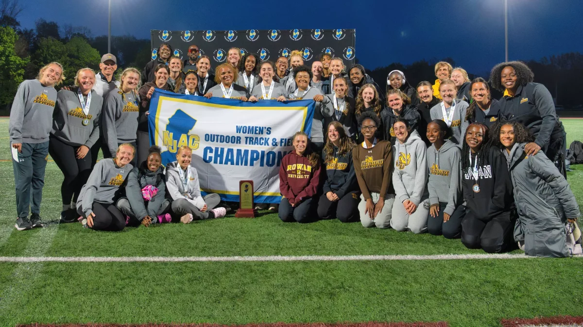 The Profs celebrate their first NJAC title in seven years. (Rowan Athletics)