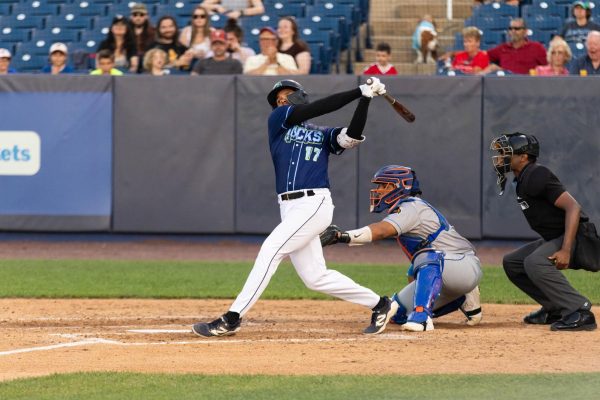 Teo Banks up at bat. Banks homered Thursday against the Cyclones. (Ryan Griffith)